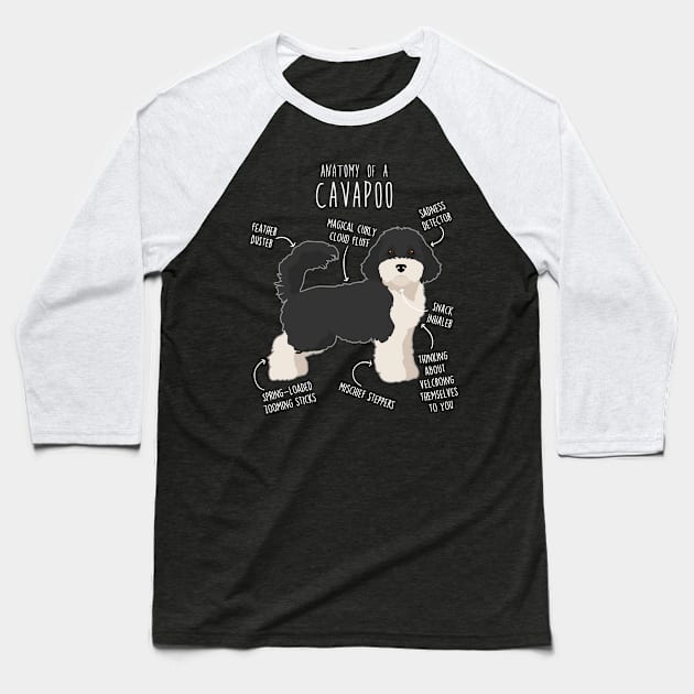 Parti Cavapoo Dog Anatomy Baseball T-Shirt by Psitta